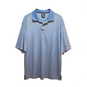 FootJoy Men’s Performance Golf Polo Large Blue White Stripe